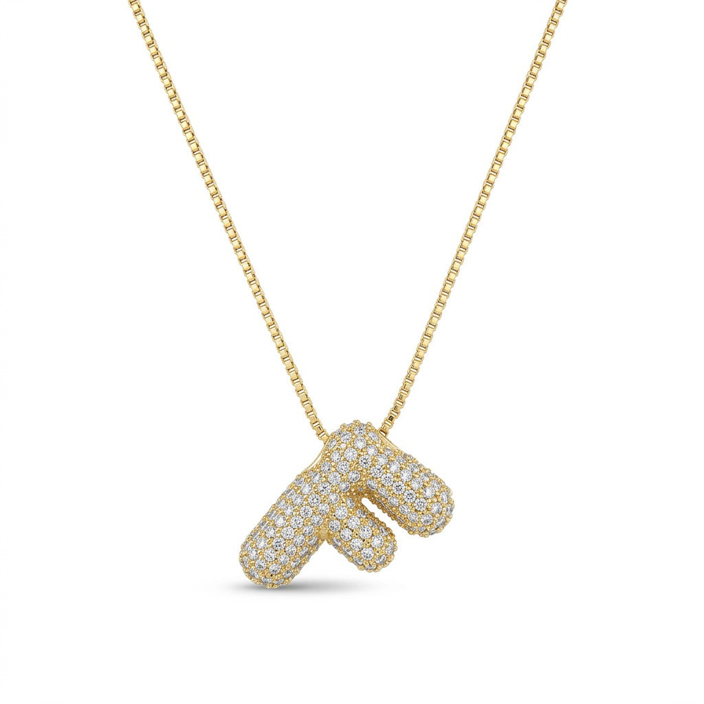 Bubble Bling Alphabet Letter Gold Necklace