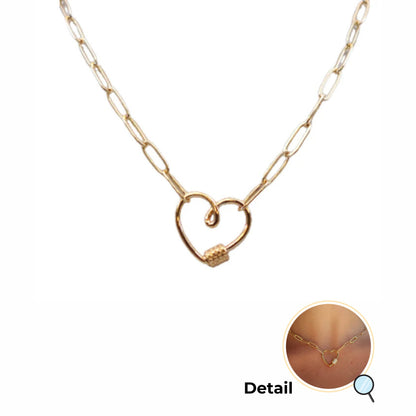 Heart Link Gold Paperclip Chain Necklace