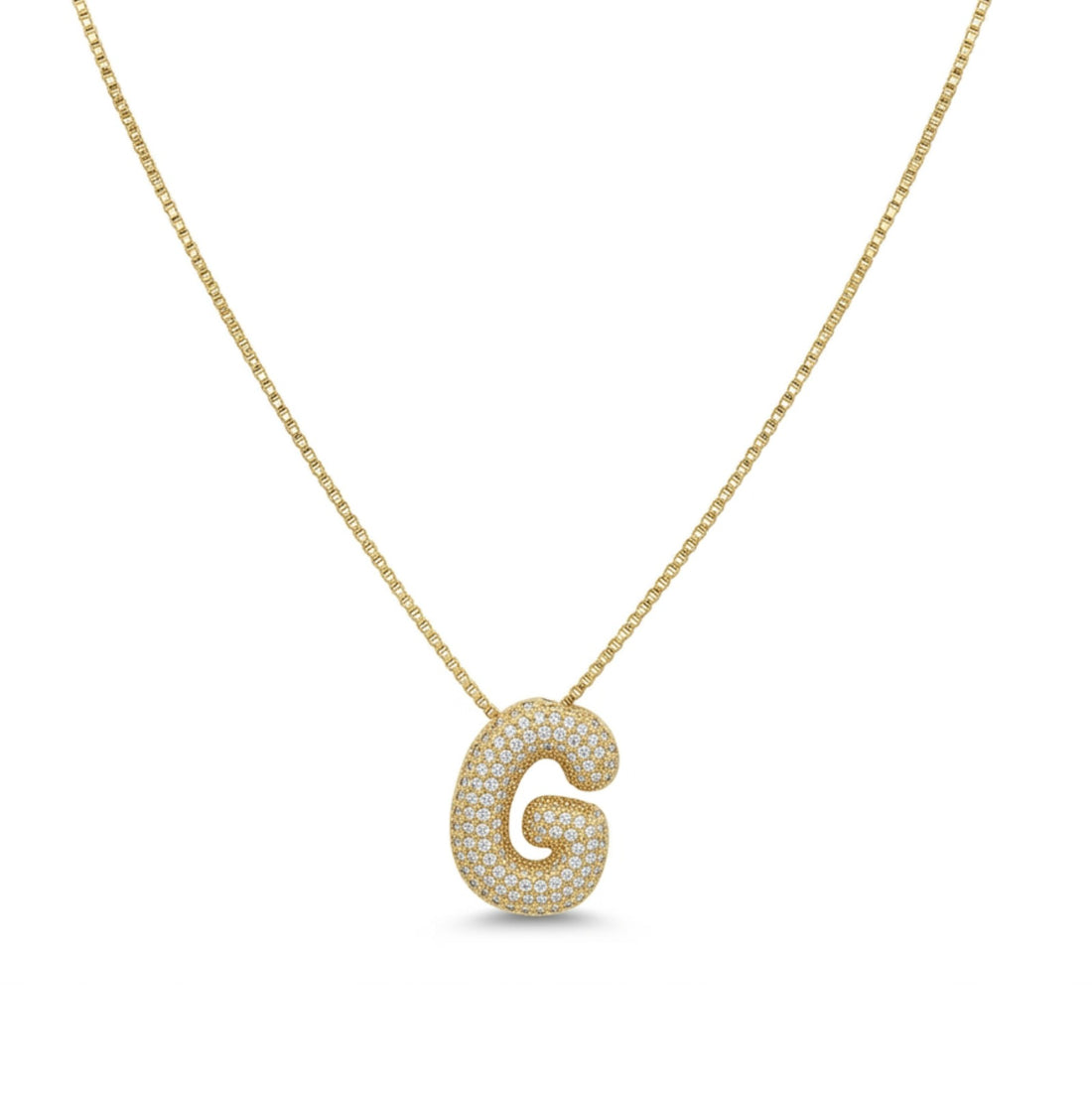 Bubble Bling Alphabet Letter Gold Necklace