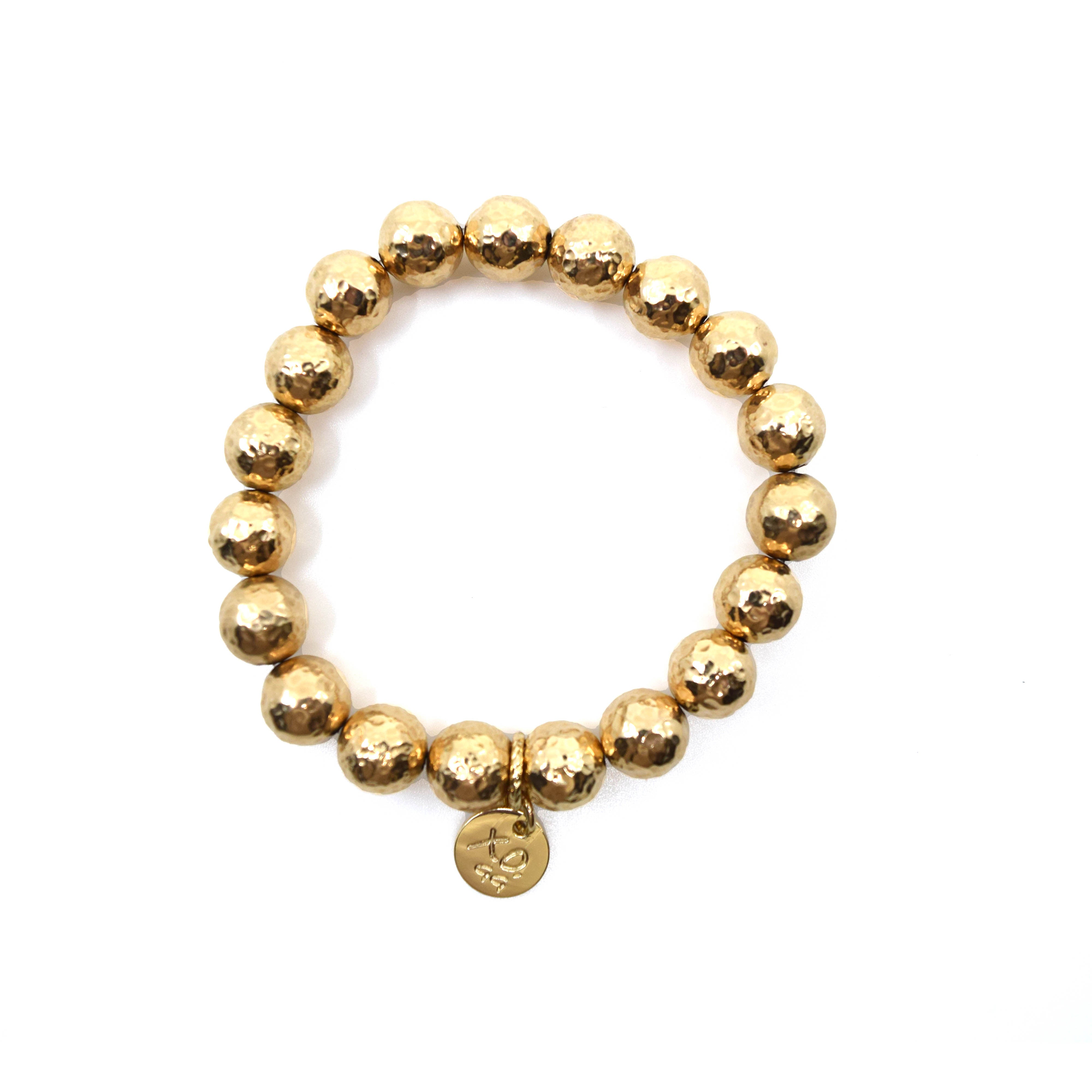 Eternity Bracelet in Gold Hammered