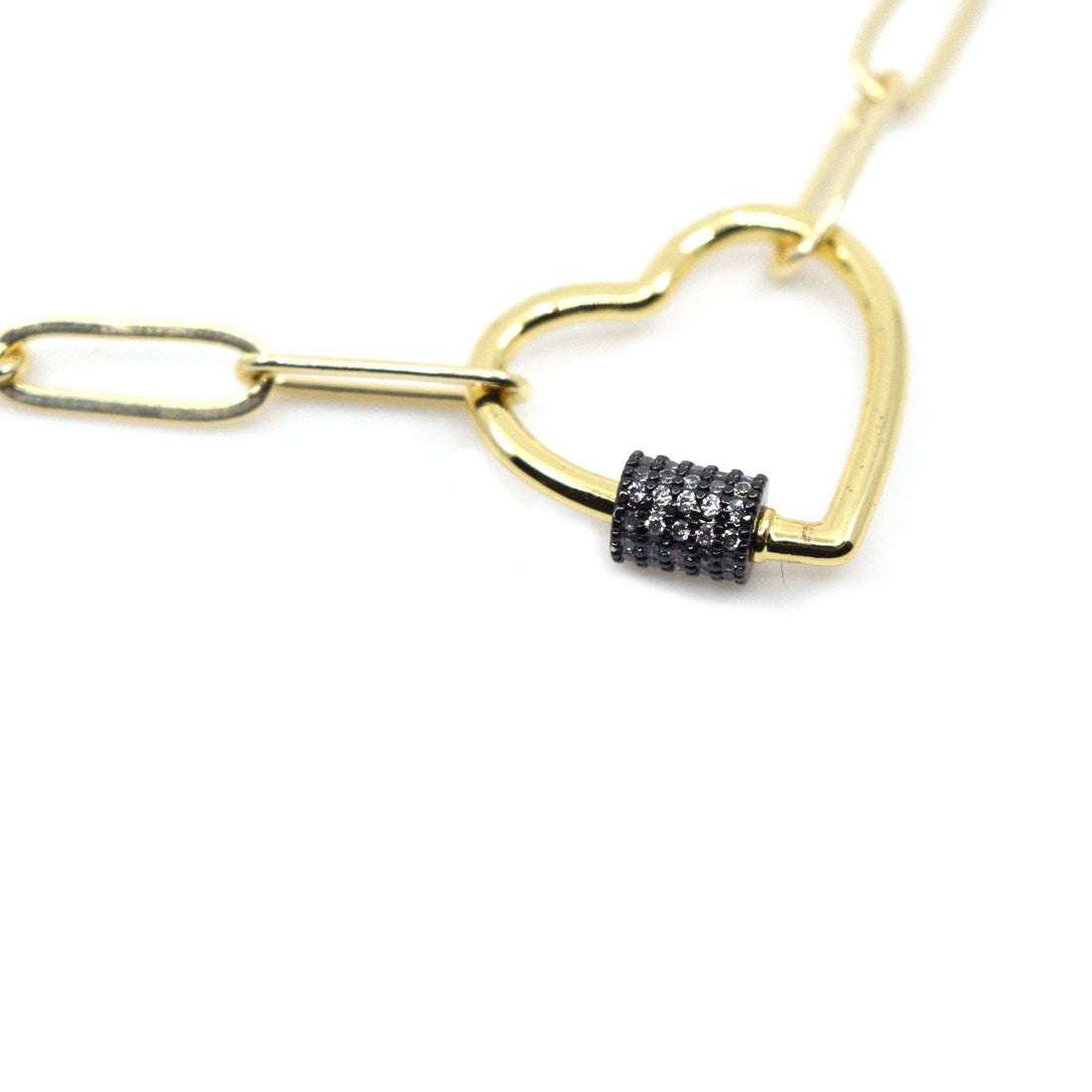 Heart Link Gold Paperclip Chain Necklace