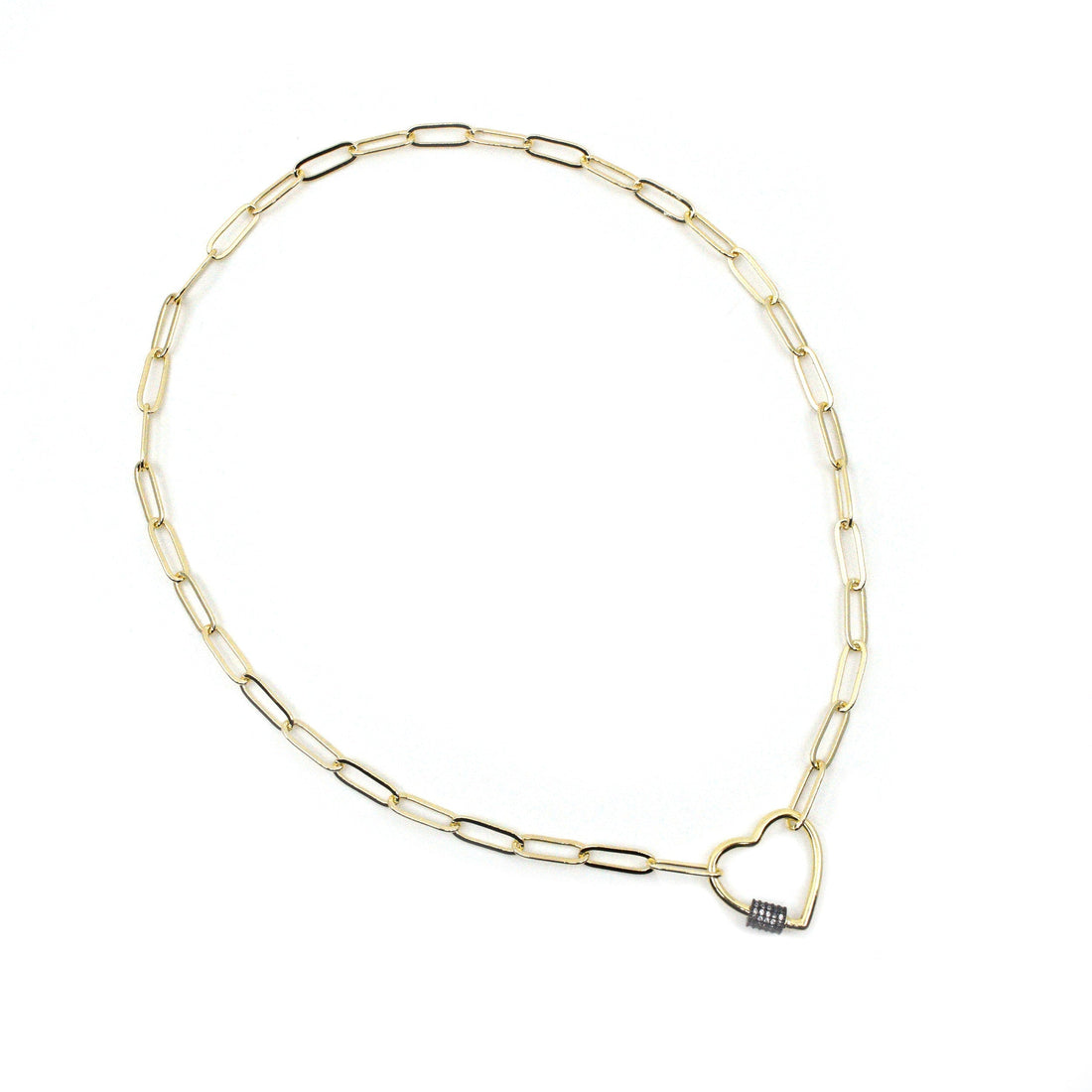 Heart Link Gold Paperclip Chain Necklace