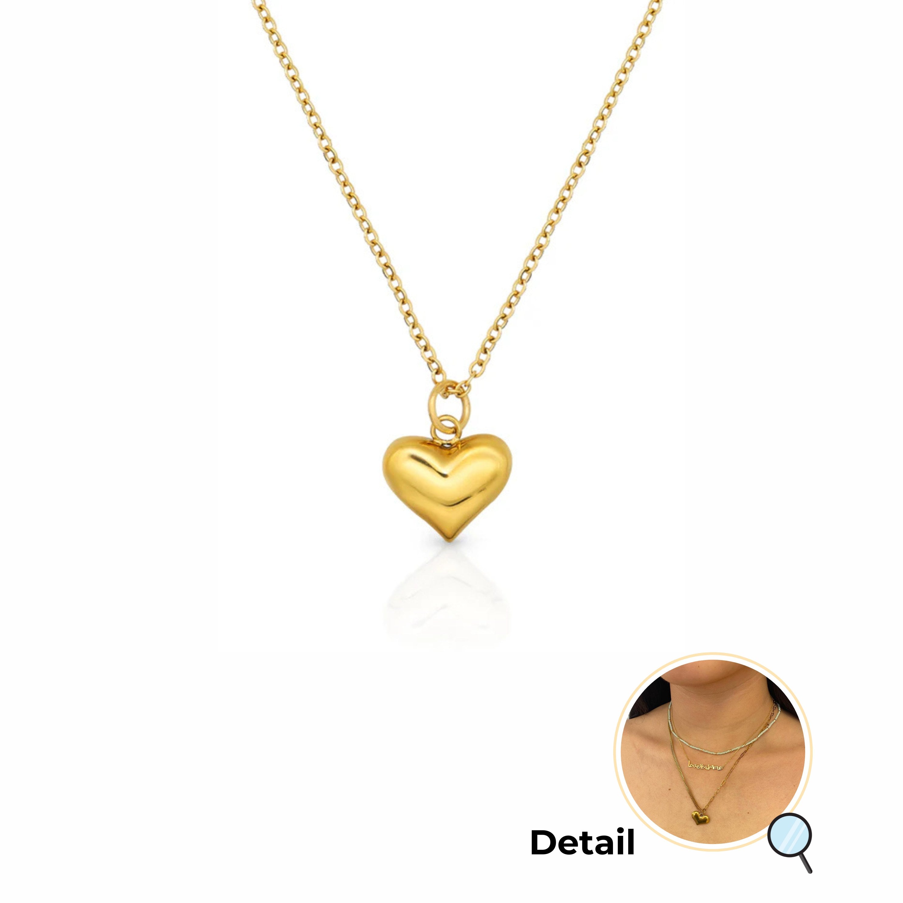 Heart of Gold Puff Necklace