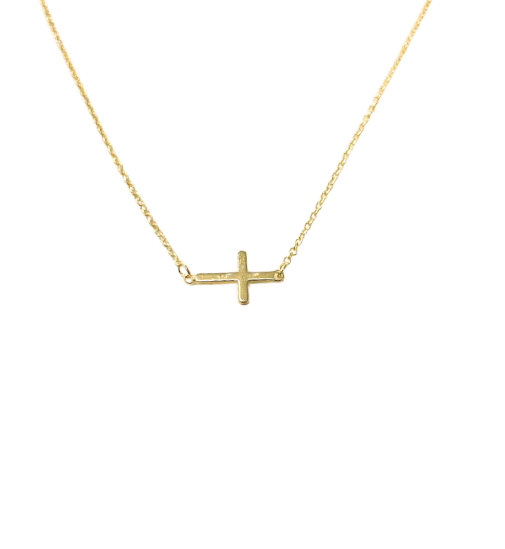 Horizontal Gold Cross Necklace