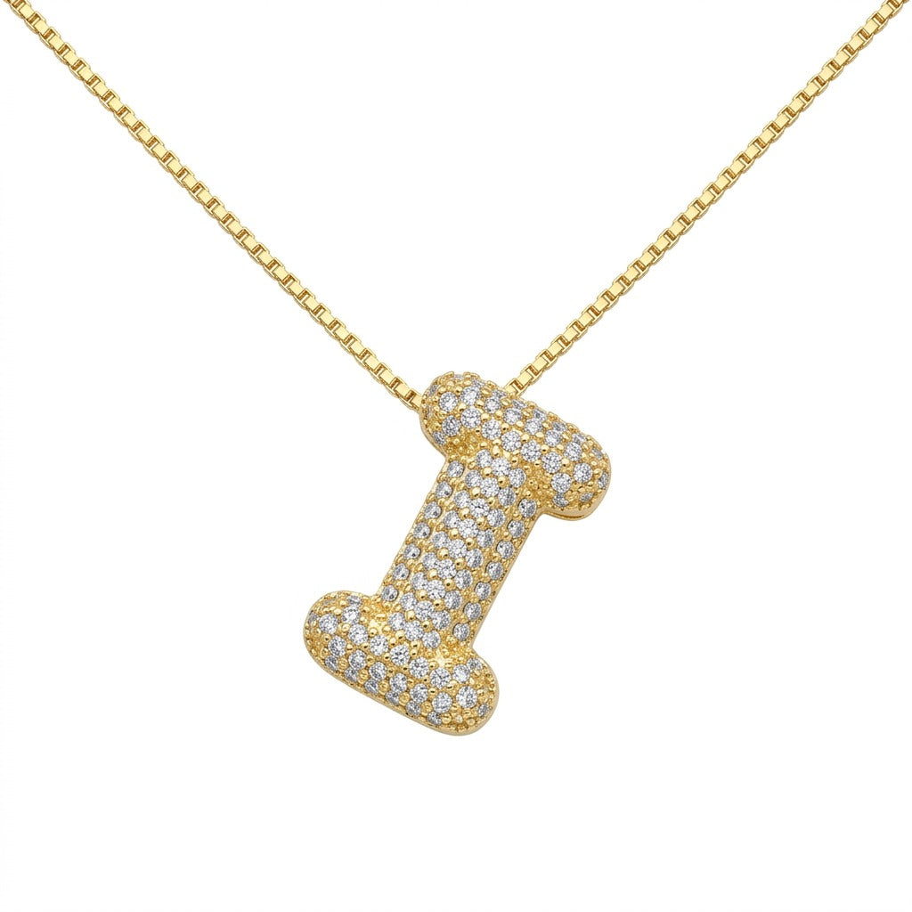 Bubble Bling Alphabet Letter Gold Necklace
