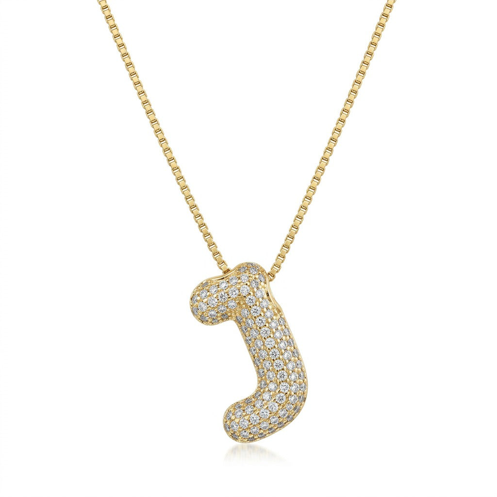 Bubble Bling Alphabet Letter Gold Necklace