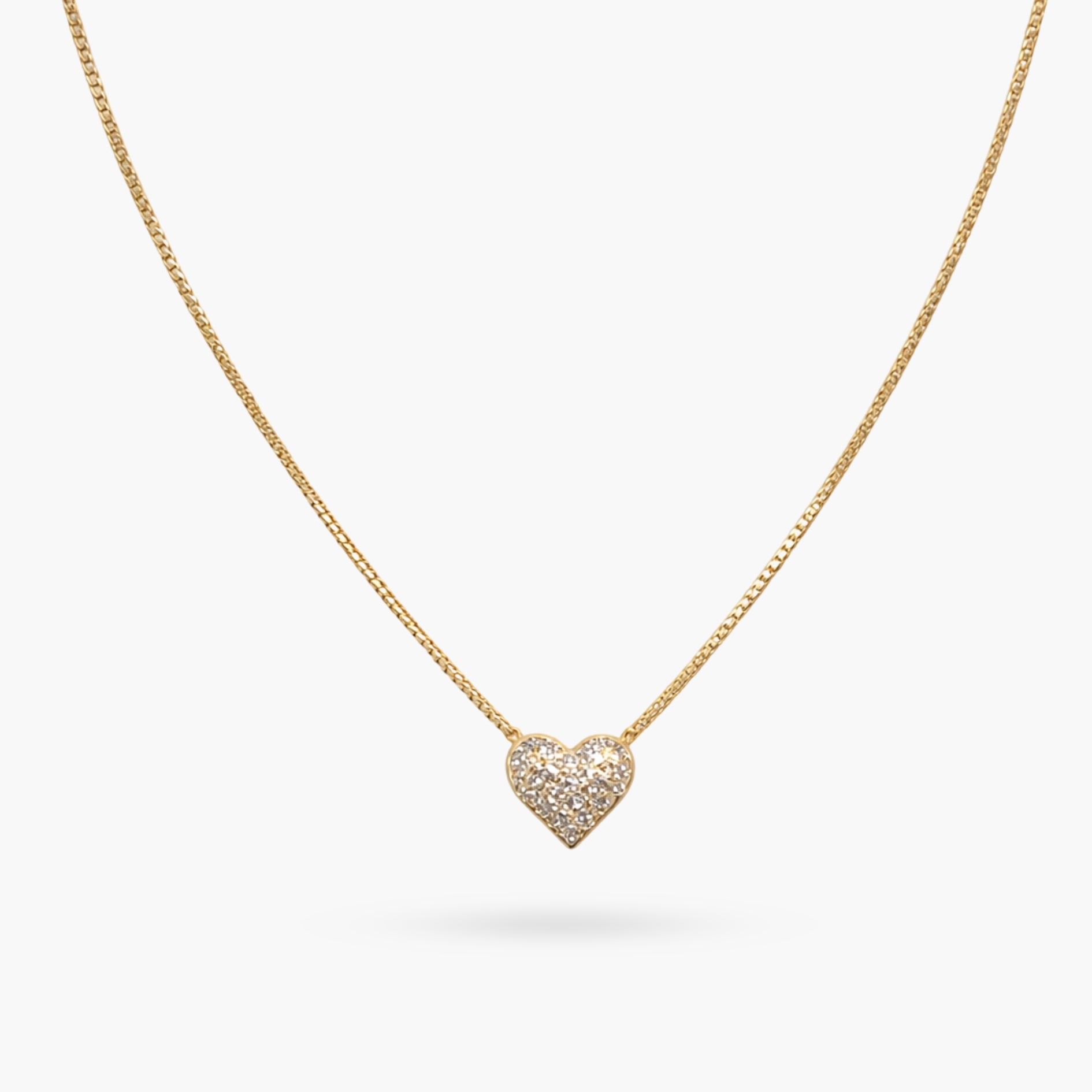 The Bubble Heart Rhinestone Gold Necklace