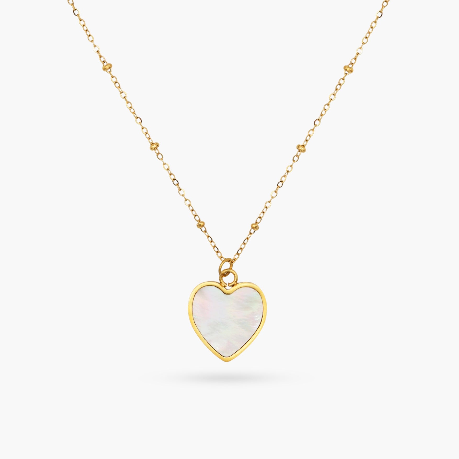 Mother of Pearl Heart Gold Necklace