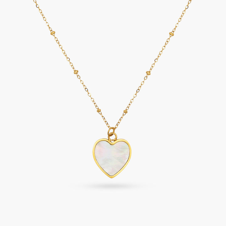 Mother of Pearl Heart Gold Necklace