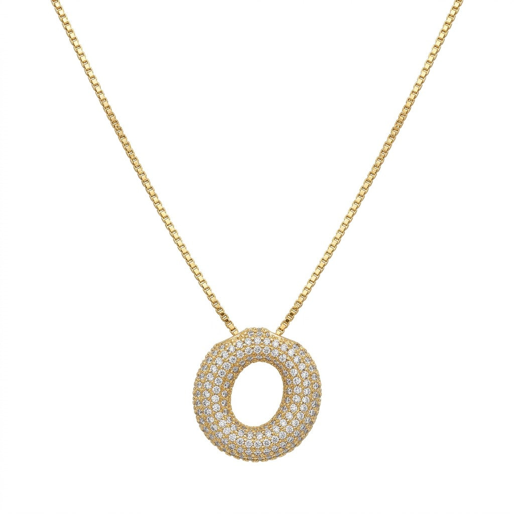 Bubble Bling Alphabet Letter Gold Necklace