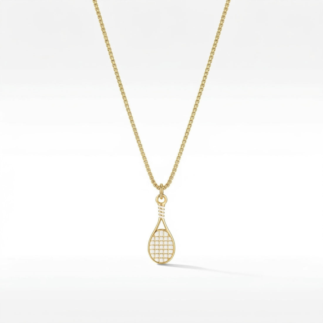 The Tennis Racquet White and Gold Necklace