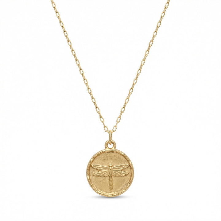 Dragonfly Gold Coin Necklace