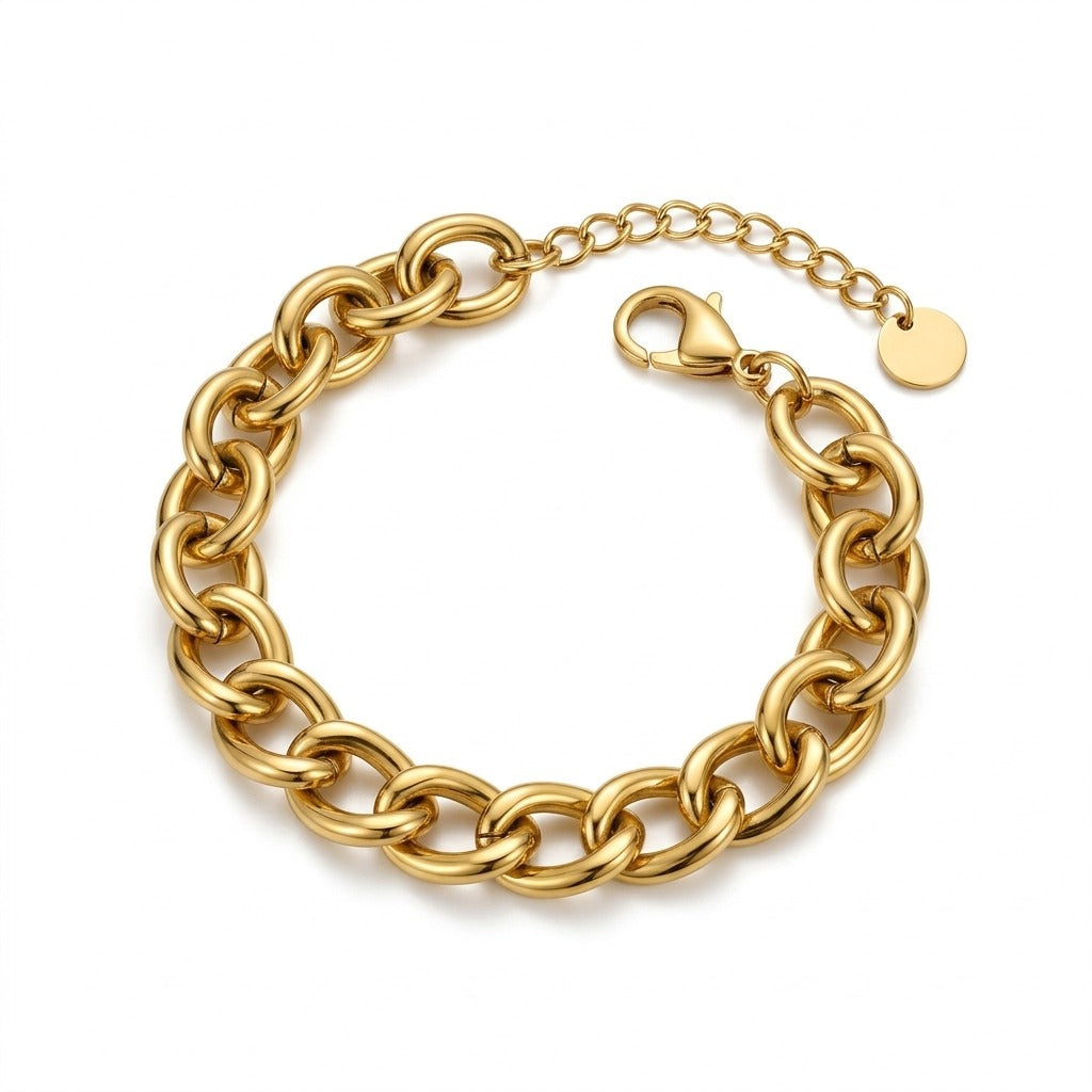 Gold Round Thick Bracelet