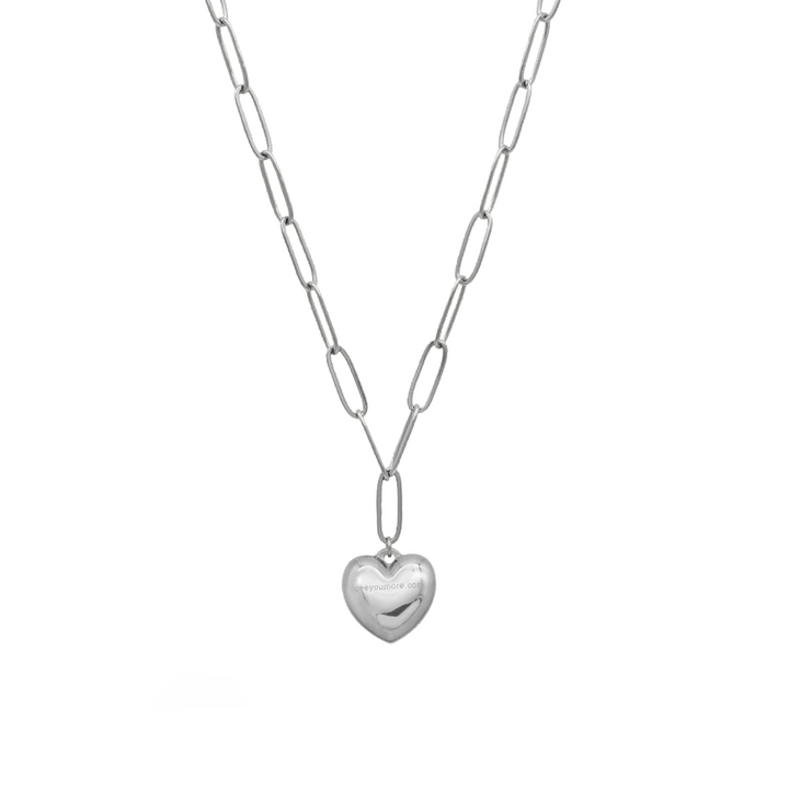 Paperclip Chain Link Necklace - Bubbly Heart