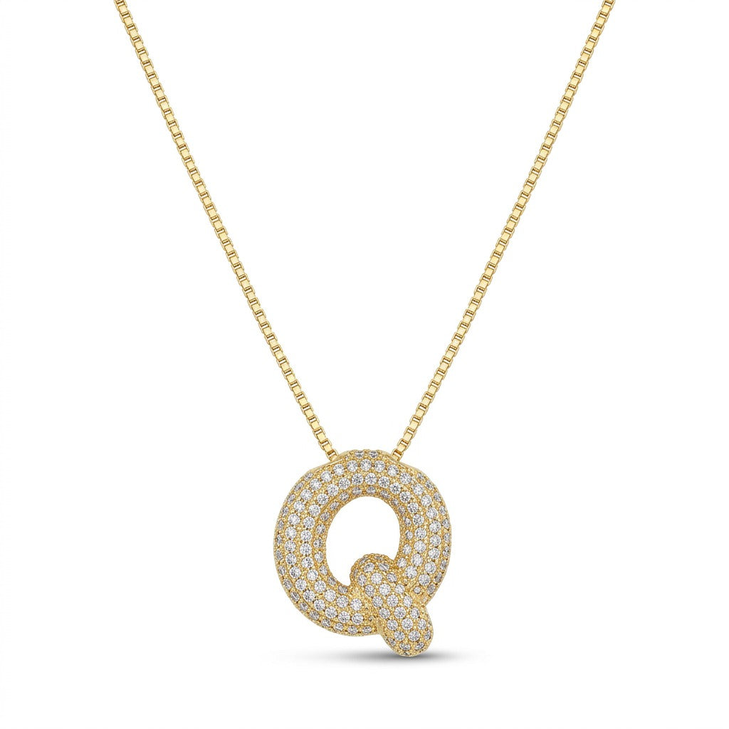 Bubble Bling Alphabet Letter Gold Necklace