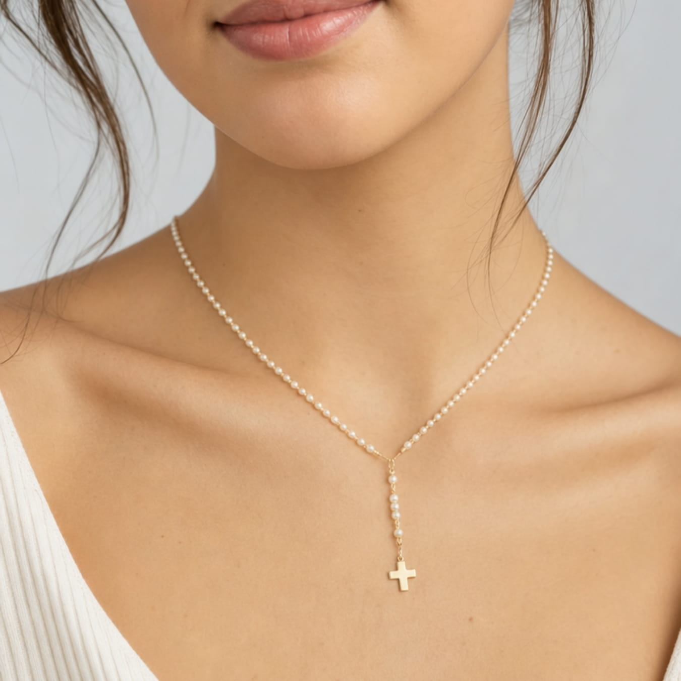 Rosary with Pearls and Gold Beads