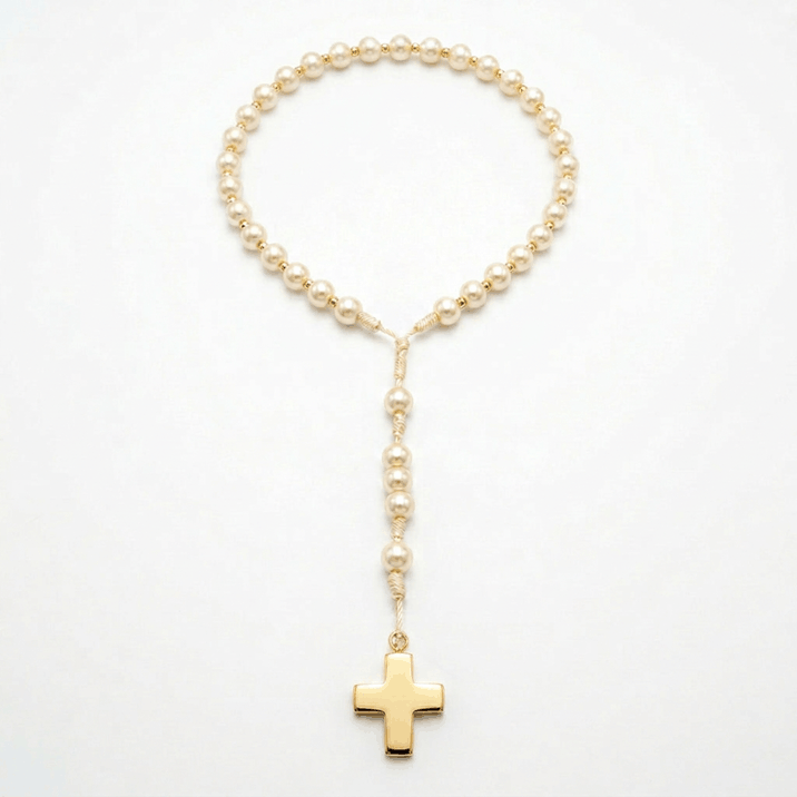 Rosary with Pearls and Gold Beads