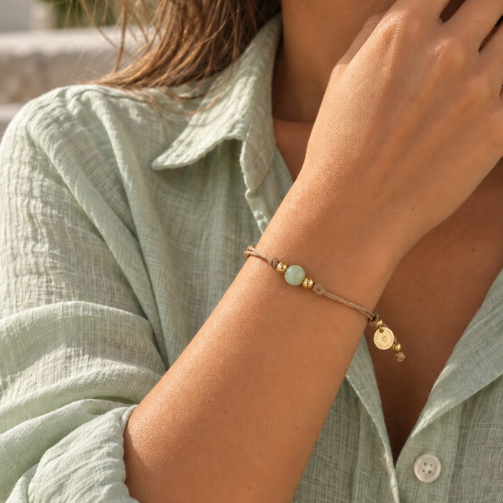 Savannah Cord Bracelet with Luna Green Bead