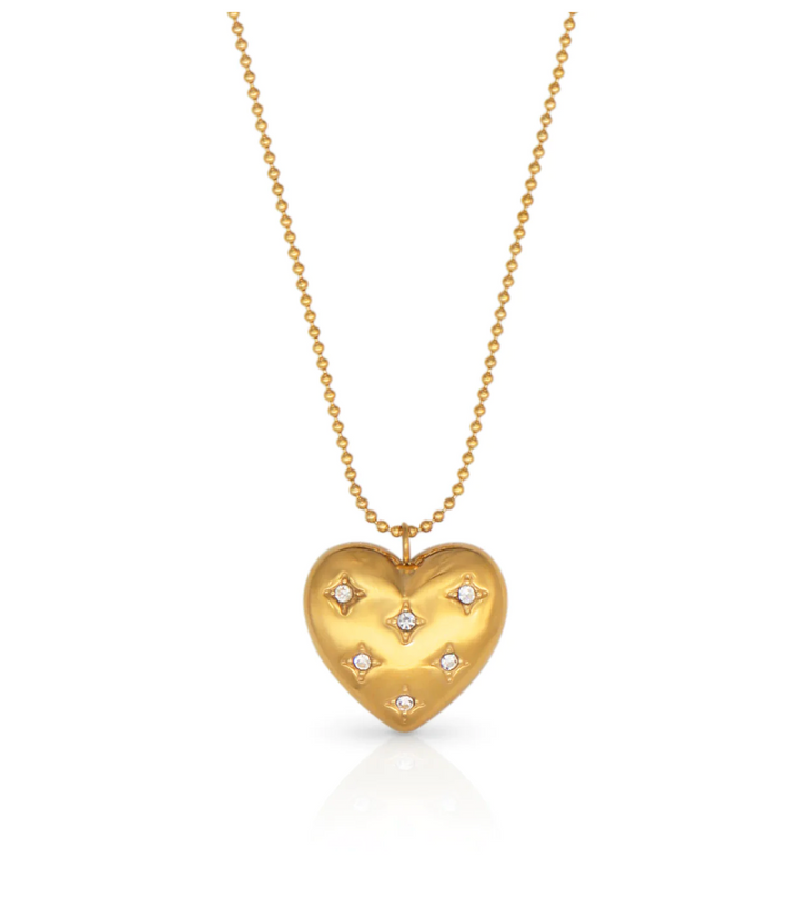 Rhinestone Cowgirl Heart Gold Necklace