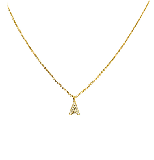 Alphabet Letter Necklace - Dainty Gold & Crystals
