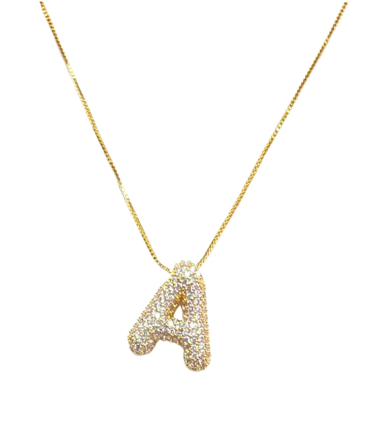 Bubble Bling Alphabet Letter Gold Necklace