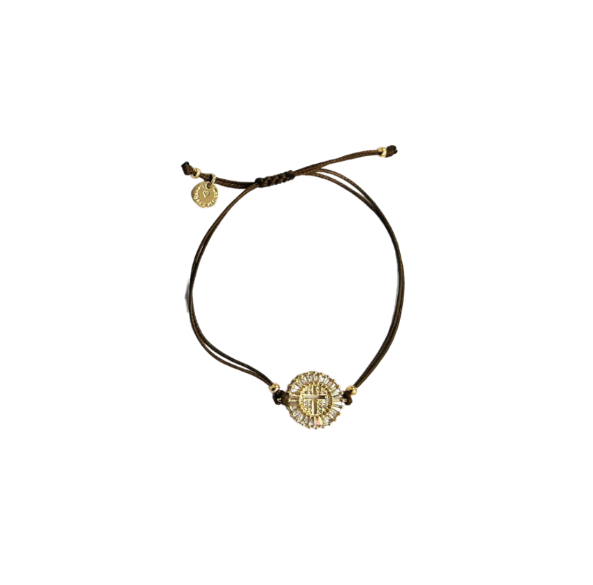 Savannah Cord Bracelet with Sparkle Silhouette Cross