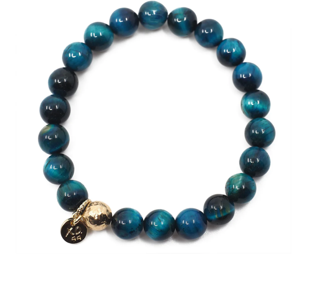 The Luna Bracelet in Peacock Blue Tiger Eye