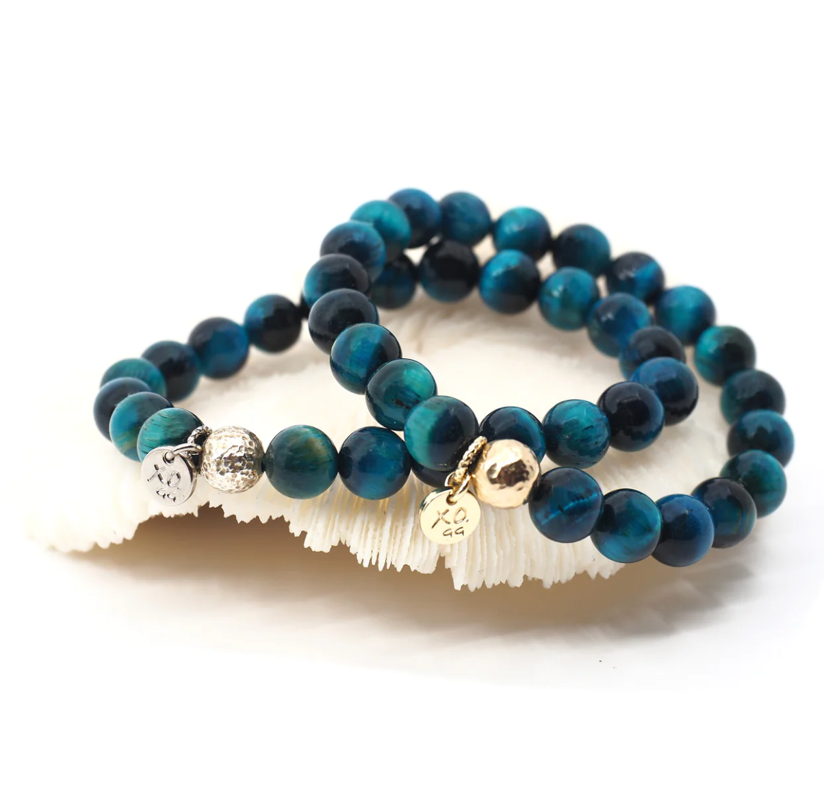 The Luna Bracelet in Peacock Blue Tiger Eye