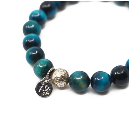 The Luna Bracelet in Peacock Blue Tiger Eye