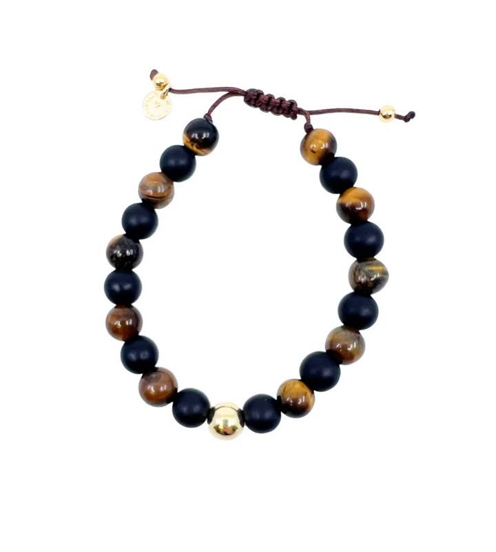 Black Onyx & Tiger Eye Cord Bracelet