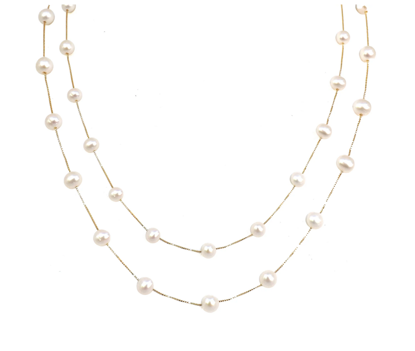 Elizabeth Pearl Necklace - Gold Coated & Freshwater Pearls