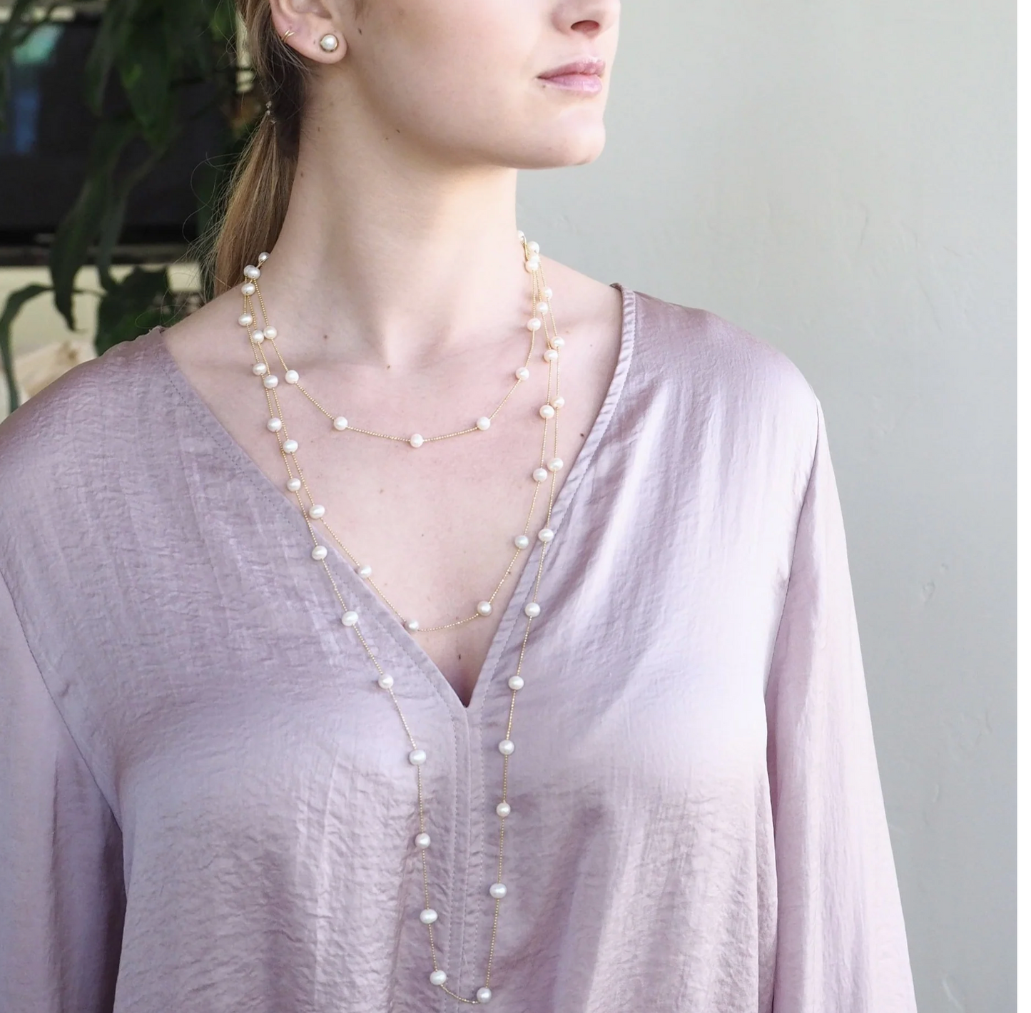 Elizabeth Pearl Necklace - Gold Coated & Freshwater Pearls