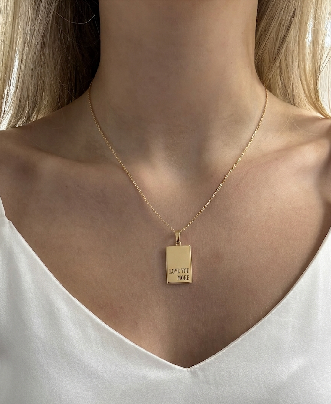 Love You More Tag Gold Necklace