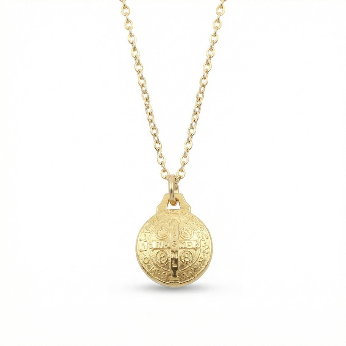St. Benedict Necklace in Gold Medallion