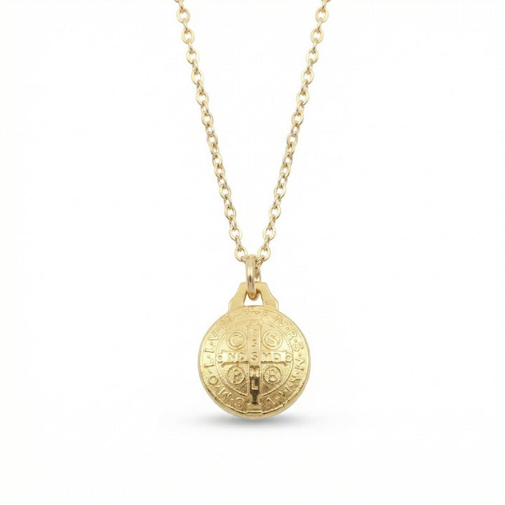 St. Benedict Necklace in Gold Medallion