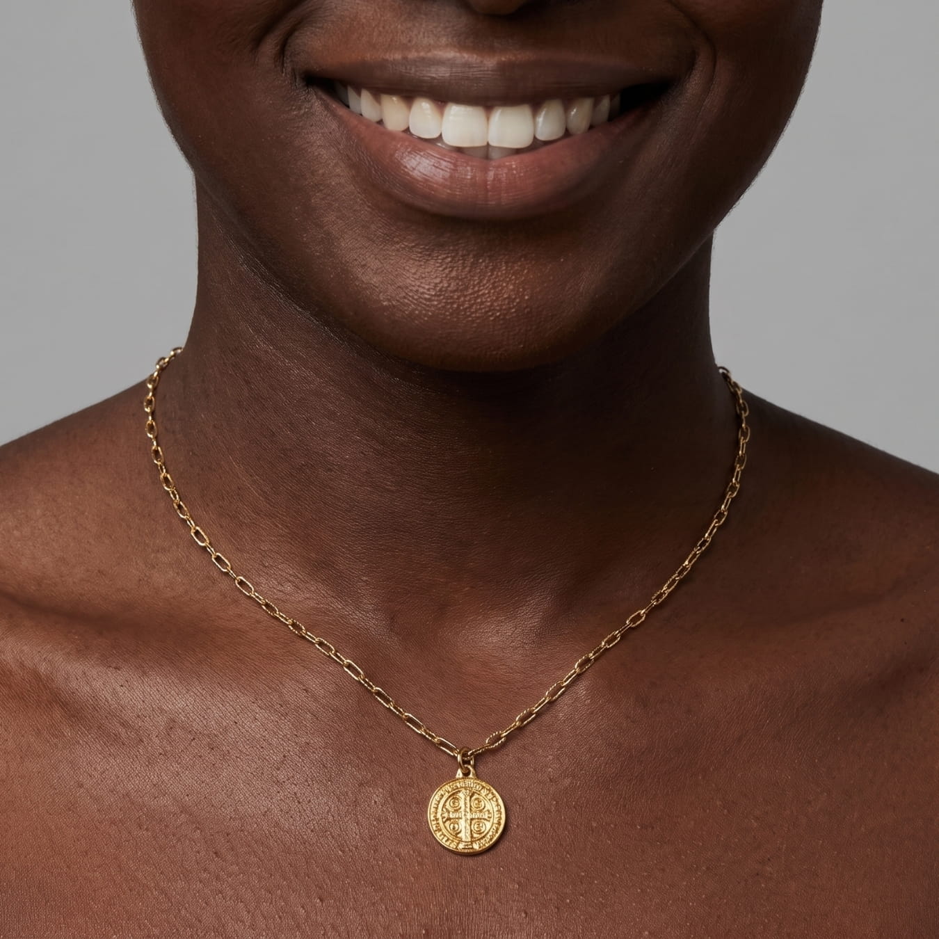 St. Benedict Necklace in Lola Chain with Large Pendant