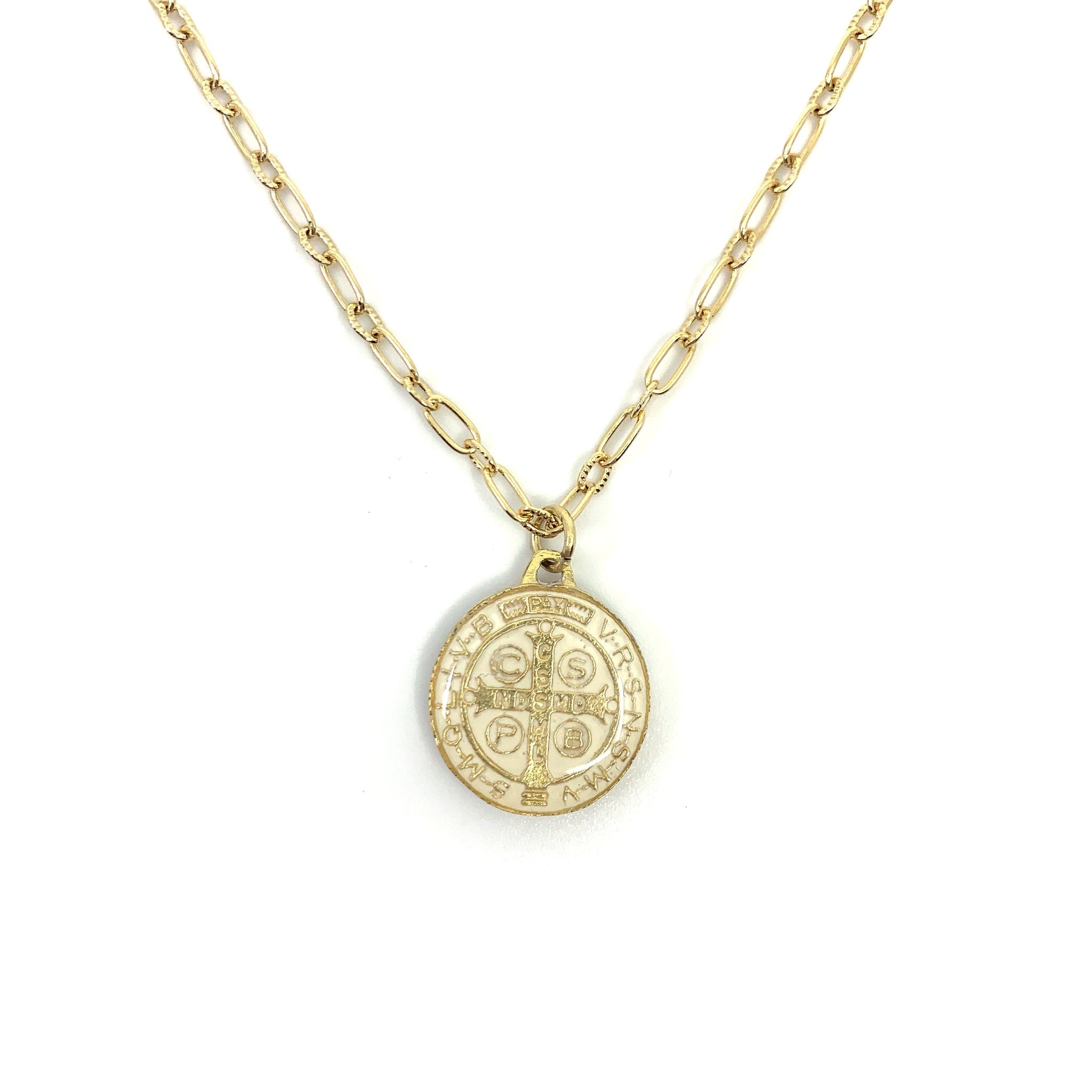 St. Benedict Necklace in Lola Chain with Large Pendant