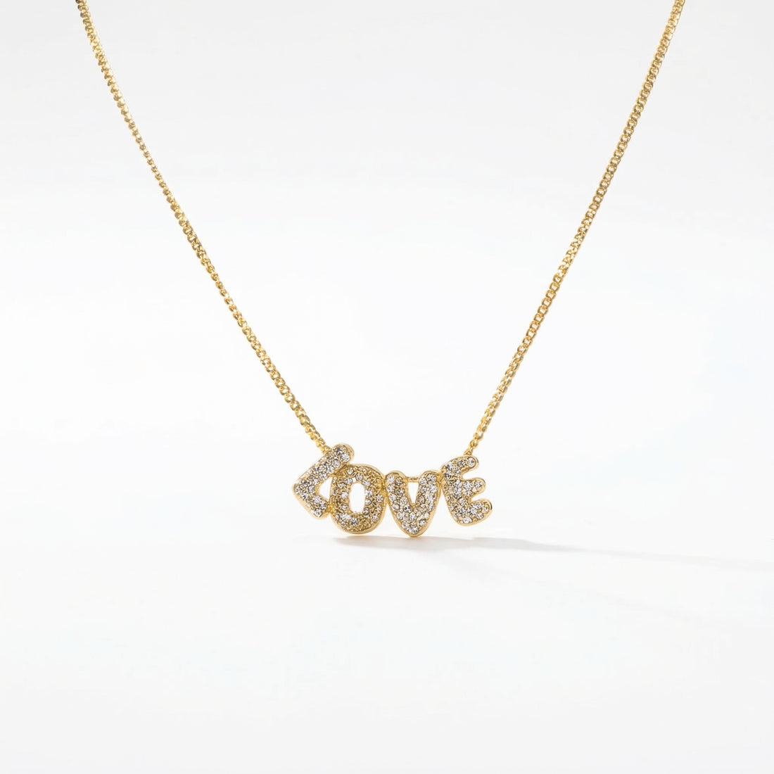 The Bubble Love with Rhinestone Gold Necklace