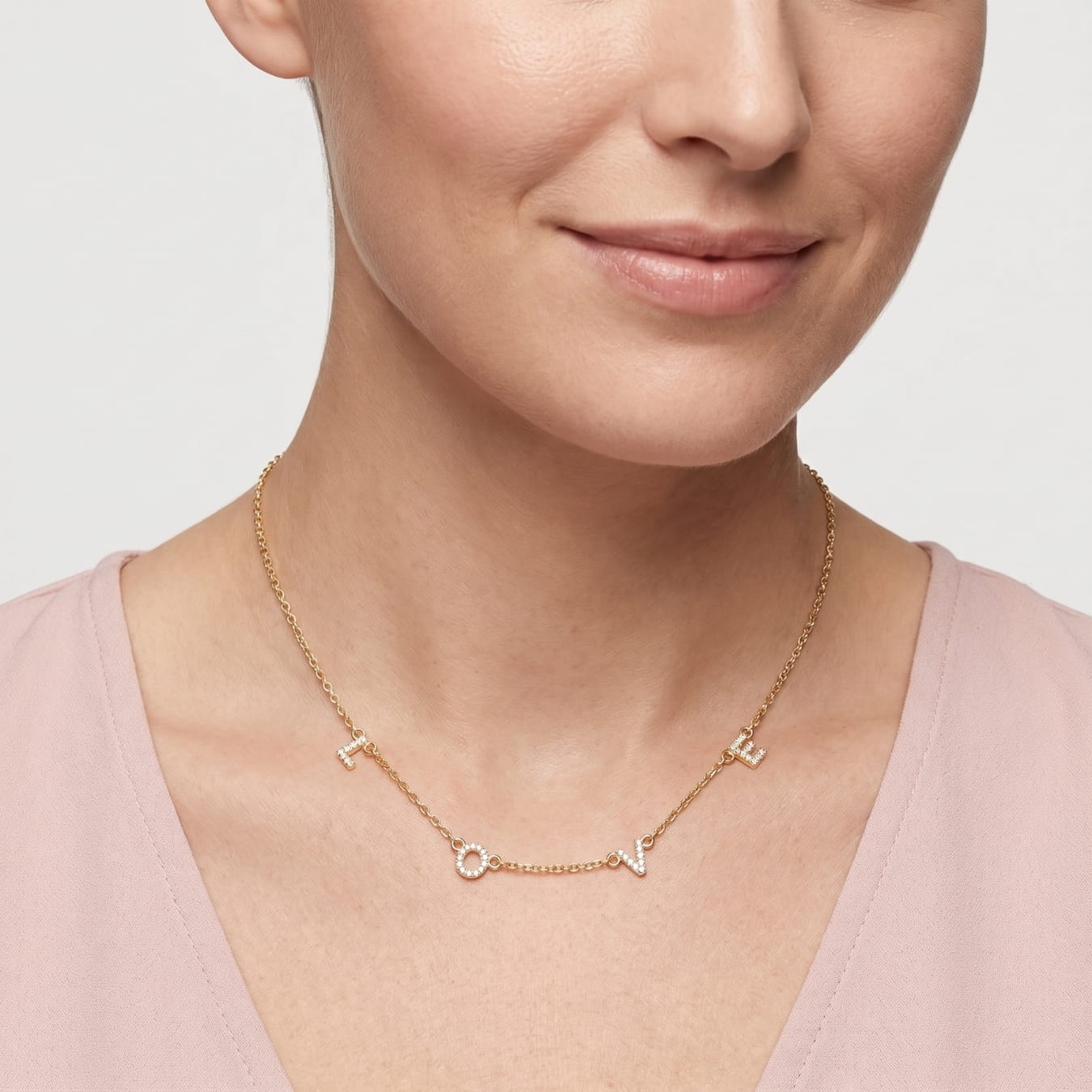 Love Gold Spaced Necklace Bling