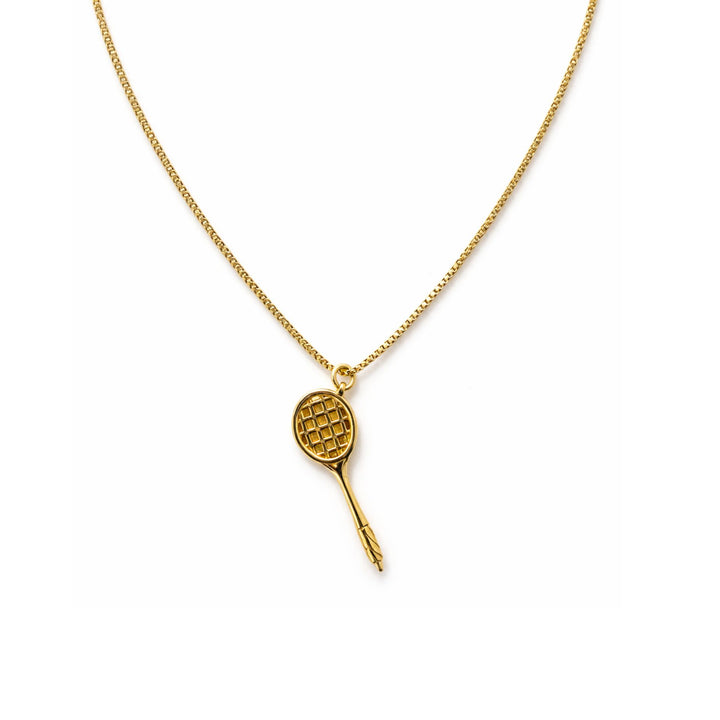 The Tennis Hanging Racquet Gold Necklace