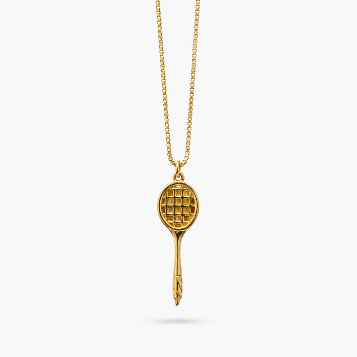 The Tennis Hanging Racquet Gold Necklace