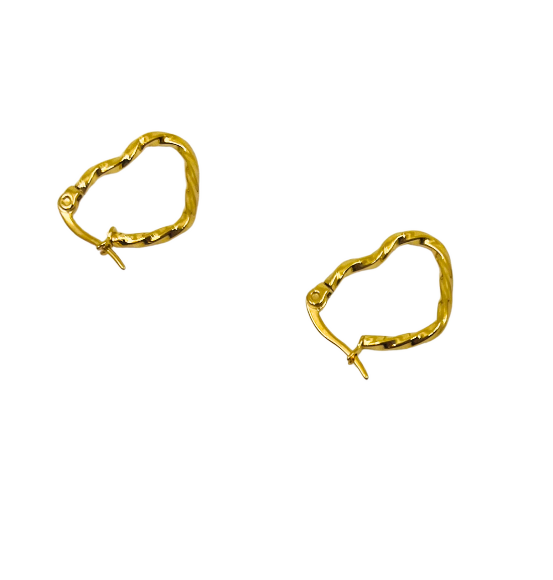 Curled Heart Gold Earrings