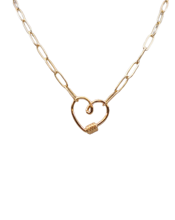 Heart Link Gold Paperclip Chain Necklace