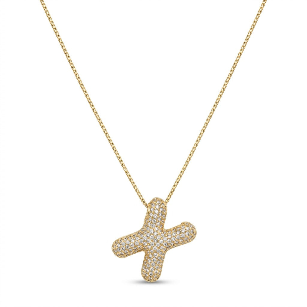 Bubble Bling Alphabet Letter Gold Necklace