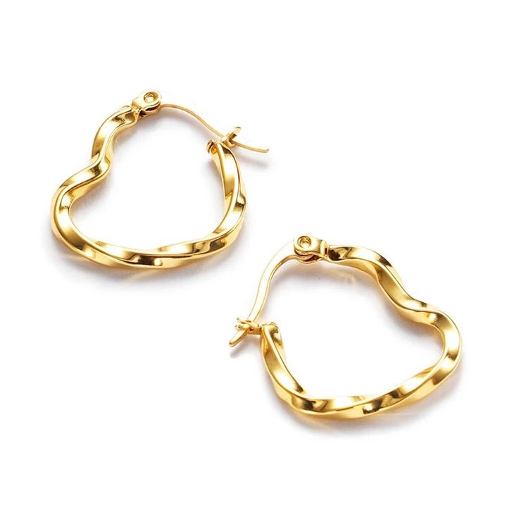 Curled Heart Gold Earrings
