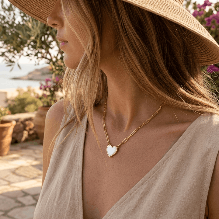 Lola Mother of Pearl Heart Gold Necklace