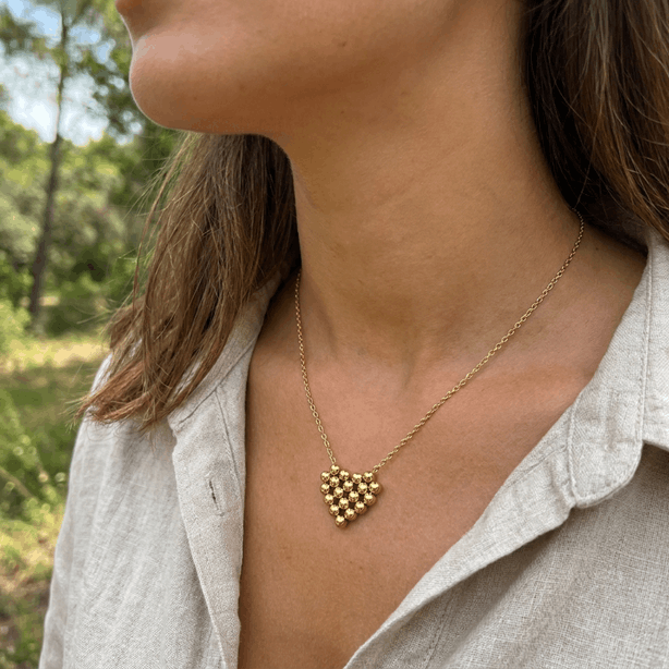 Bead Heart Gold Necklace