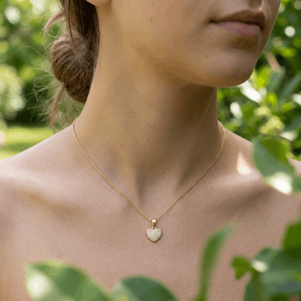 Heart of Glitter Gold Necklace