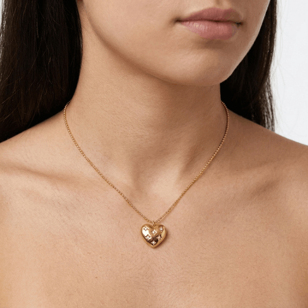 The Rhinestone Cowgirl Heart Gold Necklace