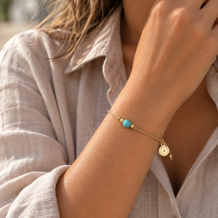 Savannah Cord Bracelet with Blue Stone Bead